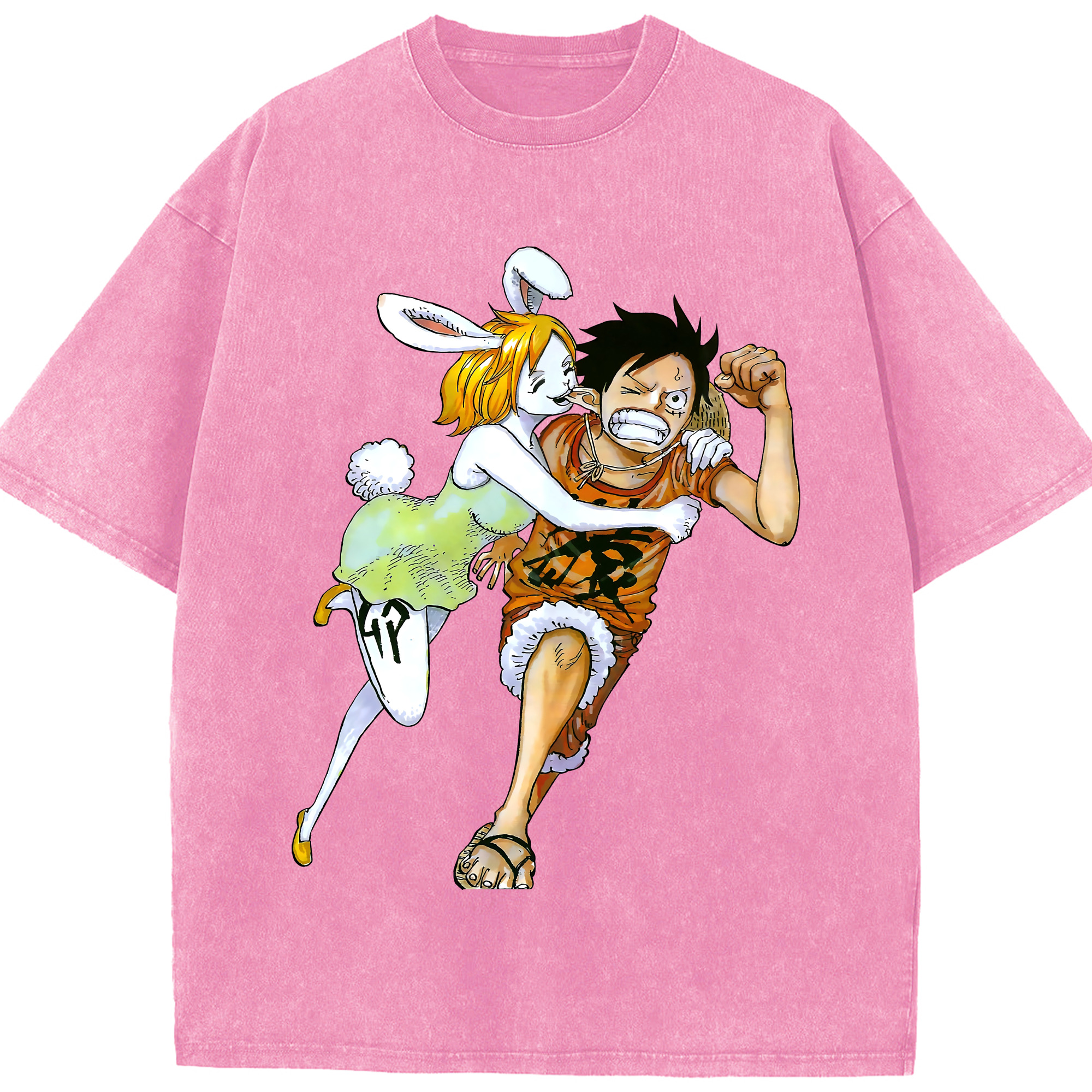 ワンピース モンキー・D・ルフィ ONE PIECE Monkey D. Luffy 綿100% ヴィンテージ風 半袖Tシャツ（フロントプリント）